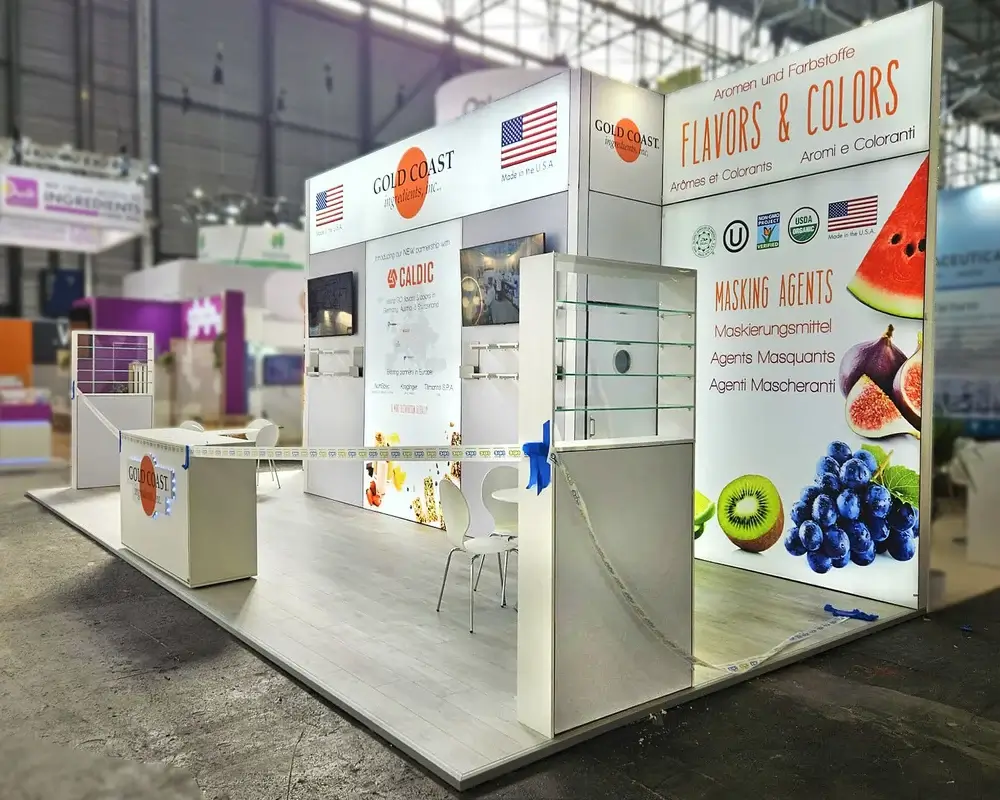 trade show booth for Gold Coast Ingredients Inc, U.S at Vitafoods, Geneva
